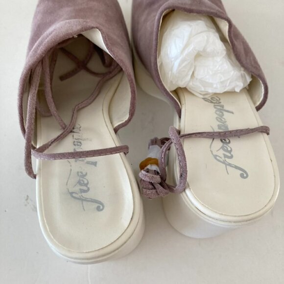 Free People Lace Up Purple Suede Platforms Sz 38 - Picture 5 of 8